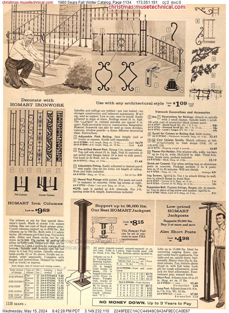 1960 Sears Fall Winter Catalog, Page 1134
