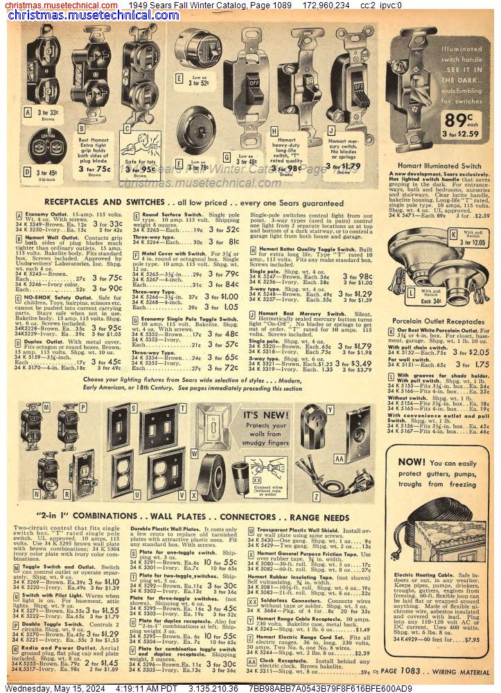 1949 Sears Fall Winter Catalog, Page 1089