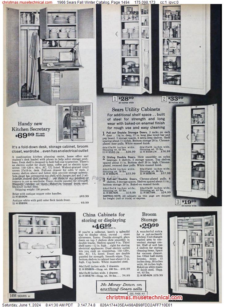 1966 Sears Fall Winter Catalog, Page 1494