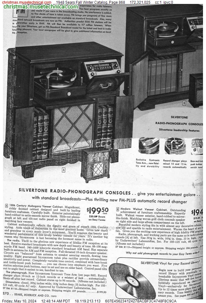 1948 Sears Fall Winter Catalog, Page 868