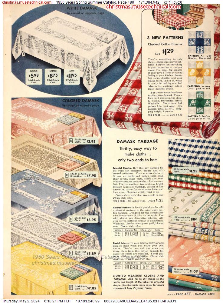 1950 Sears Spring Summer Catalog, Page 480