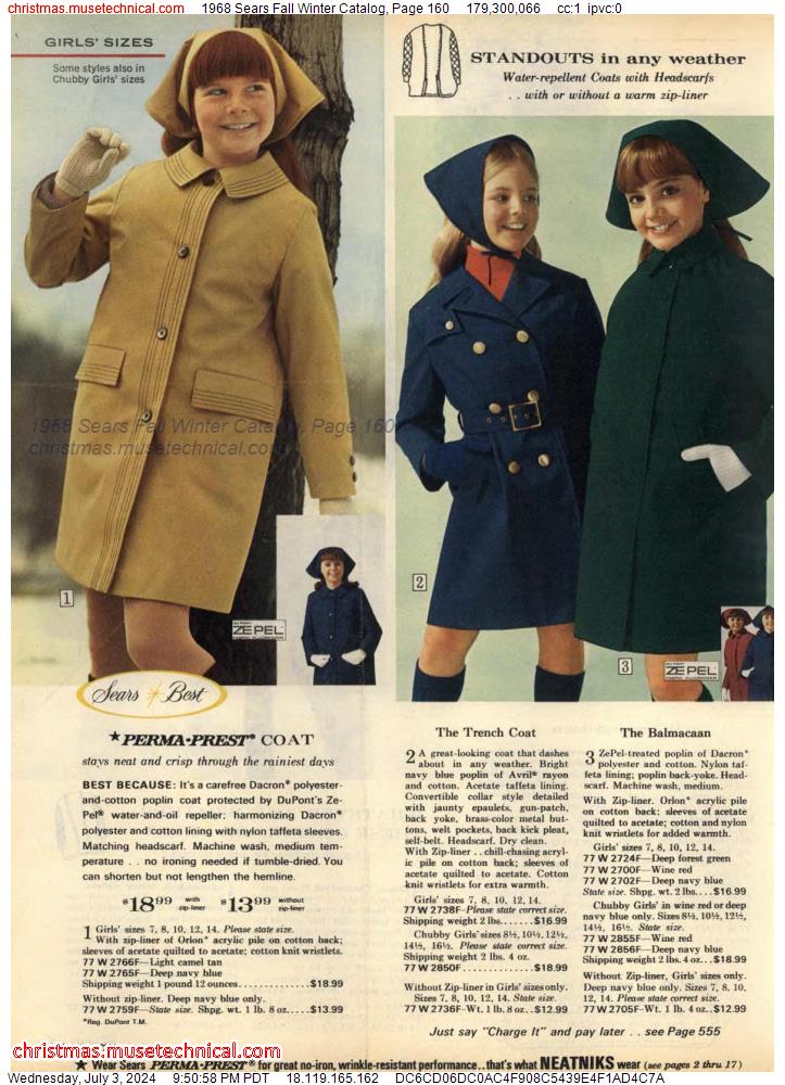 1968 Sears Fall Winter Catalog, Page 160
