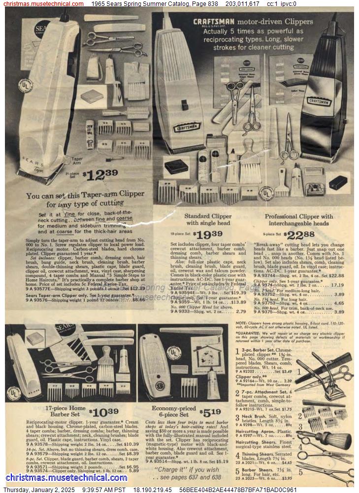 1965 Sears Spring Summer Catalog, Page 838