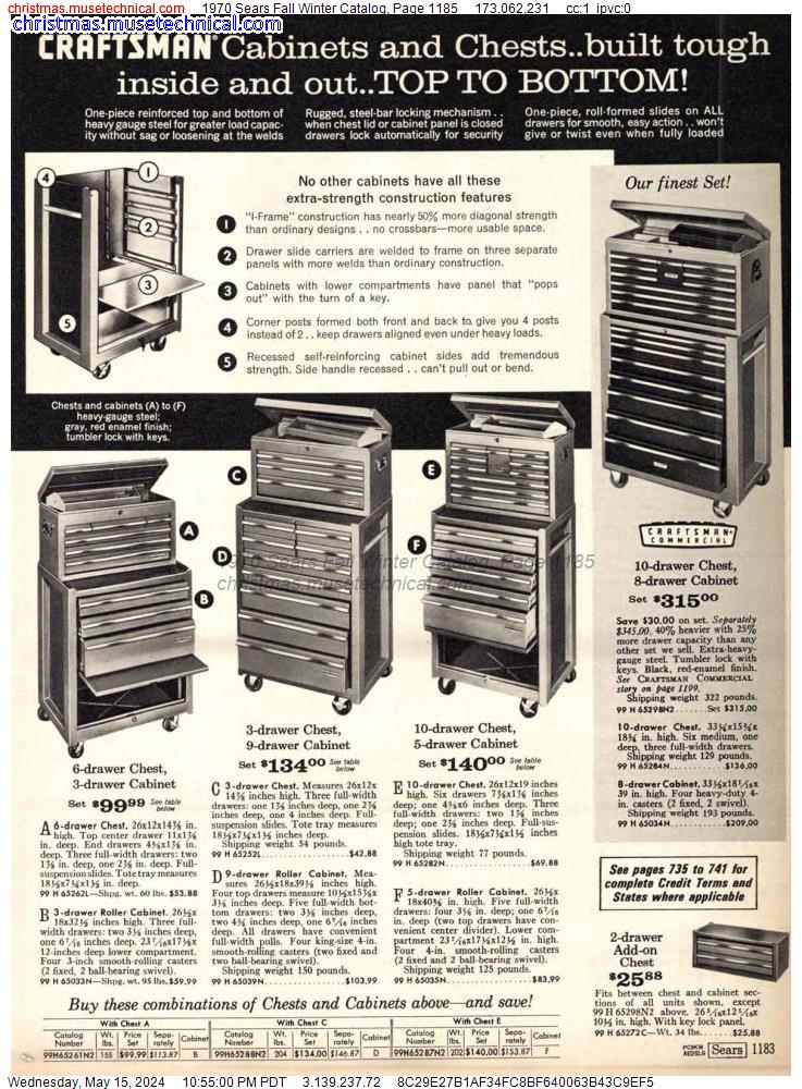 1970 Sears Fall Winter Catalog, Page 1185