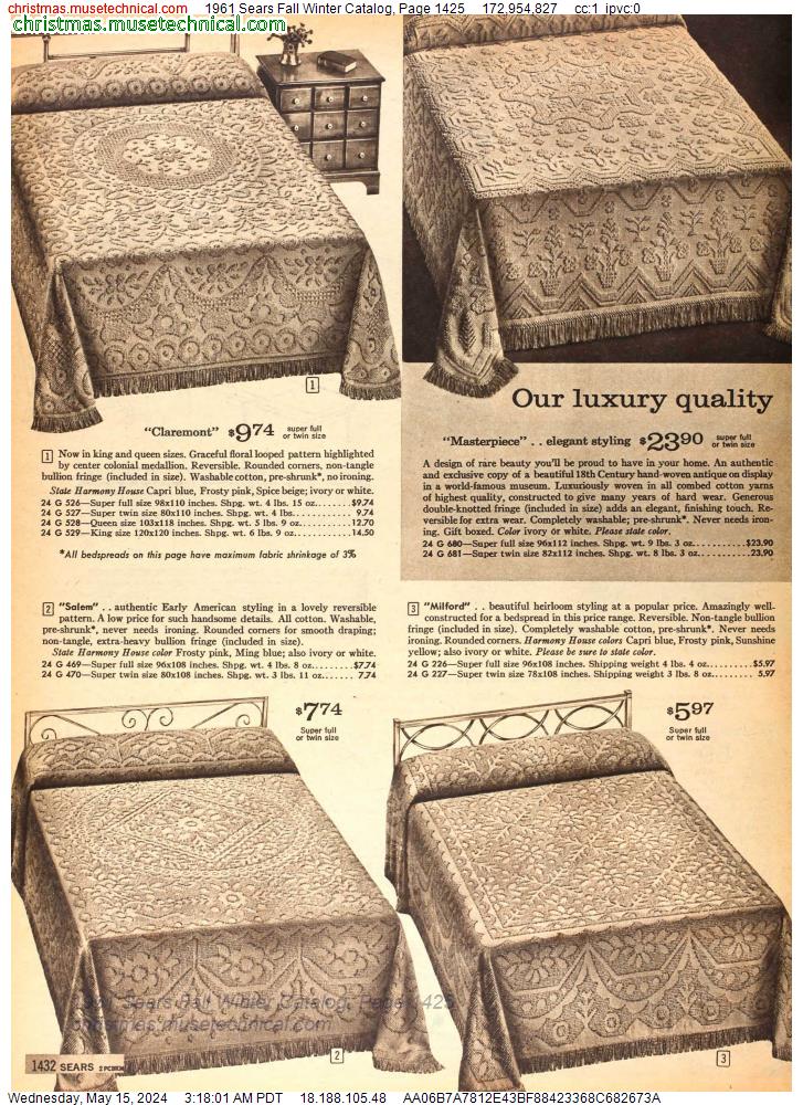 1961 Sears Fall Winter Catalog, Page 1425