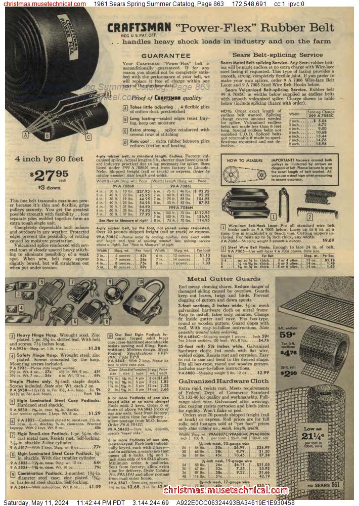 1961 Sears Spring Summer Catalog, Page 863