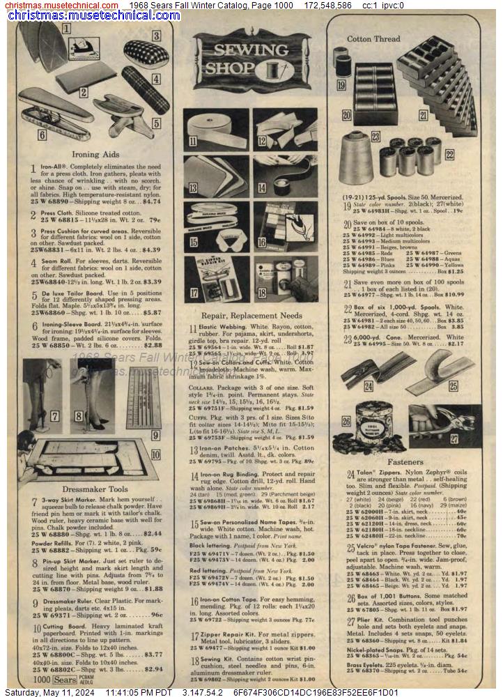 1968 Sears Fall Winter Catalog, Page 1000