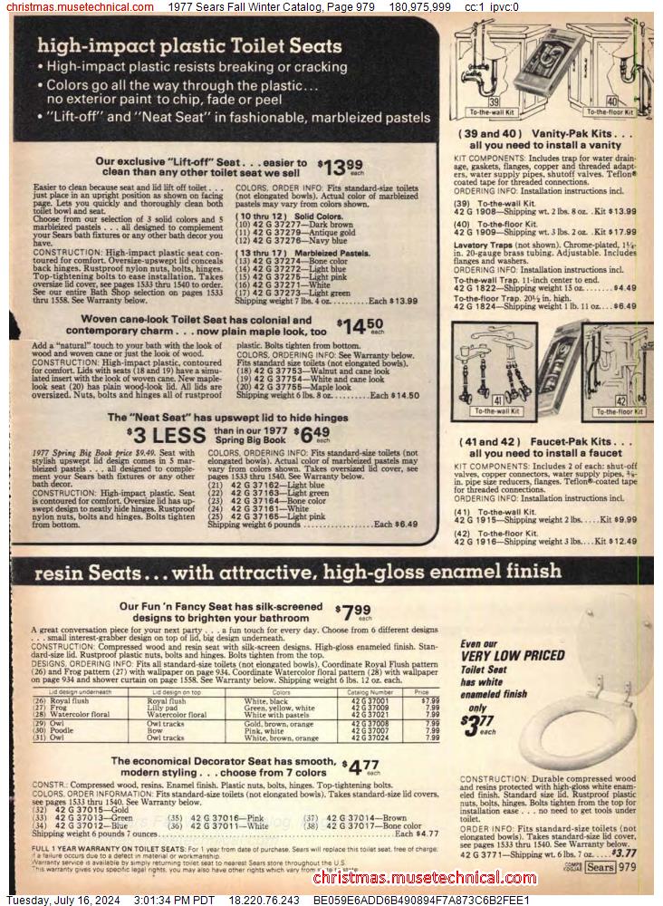 1977 Sears Fall Winter Catalog, Page 979