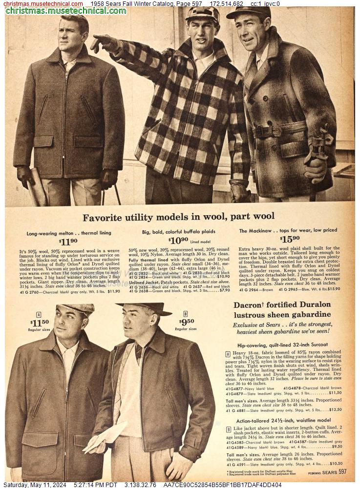 1958 Sears Fall Winter Catalog, Page 597
