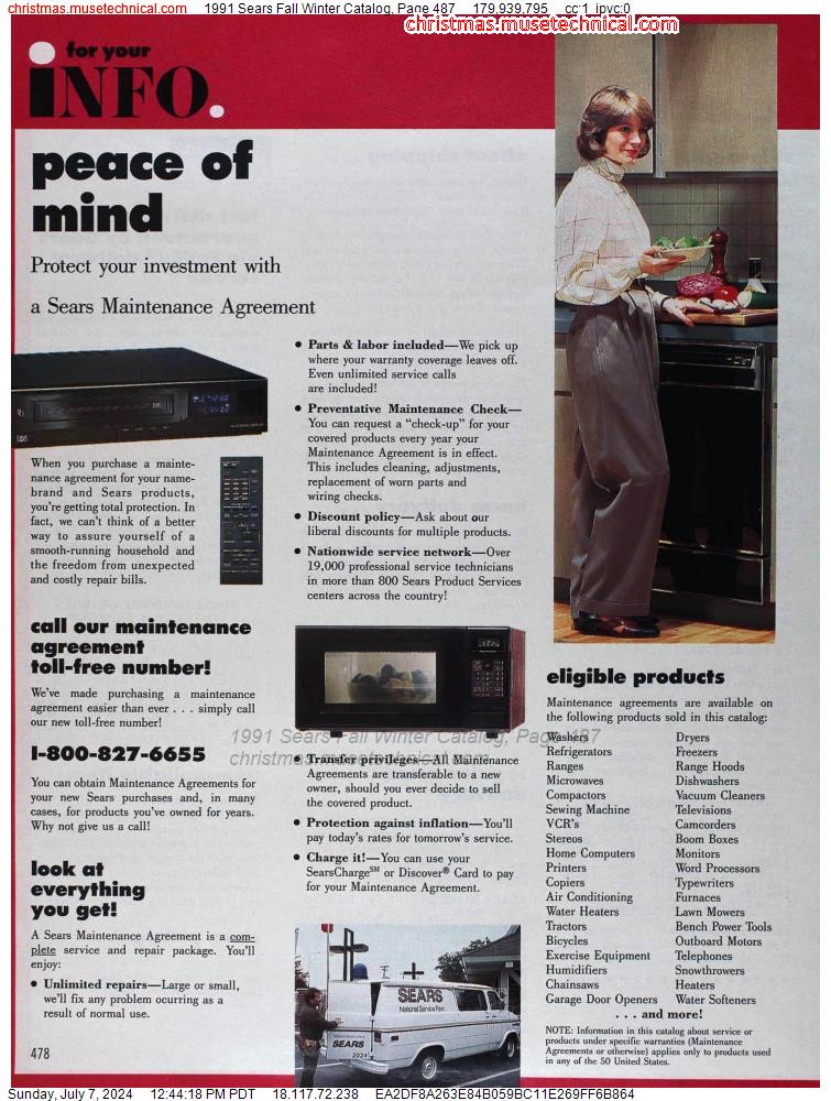 1991 Sears Fall Winter Catalog, Page 487
