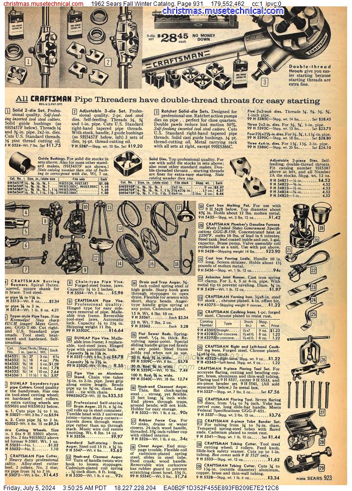 1962 Sears Fall Winter Catalog, Page 931