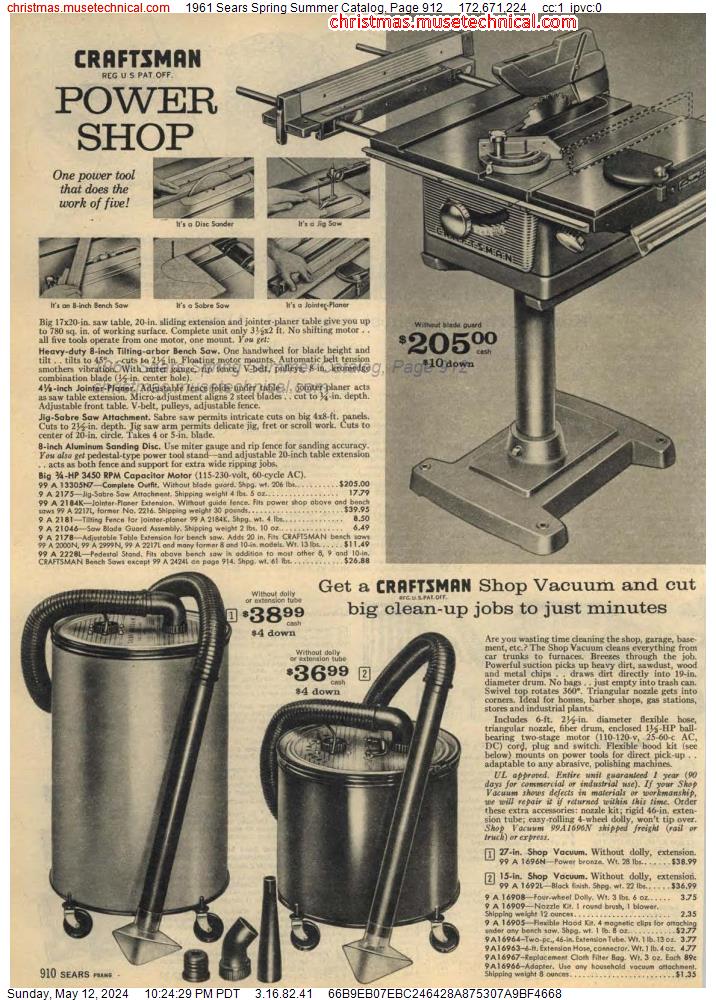 1961 Sears Spring Summer Catalog, Page 912