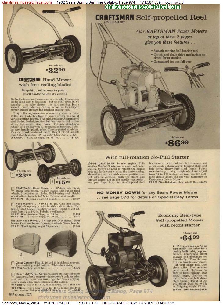 1962 Sears Spring Summer Catalog, Page 974