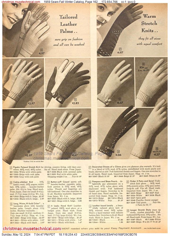 1959 Sears Fall Winter Catalog, Page 162