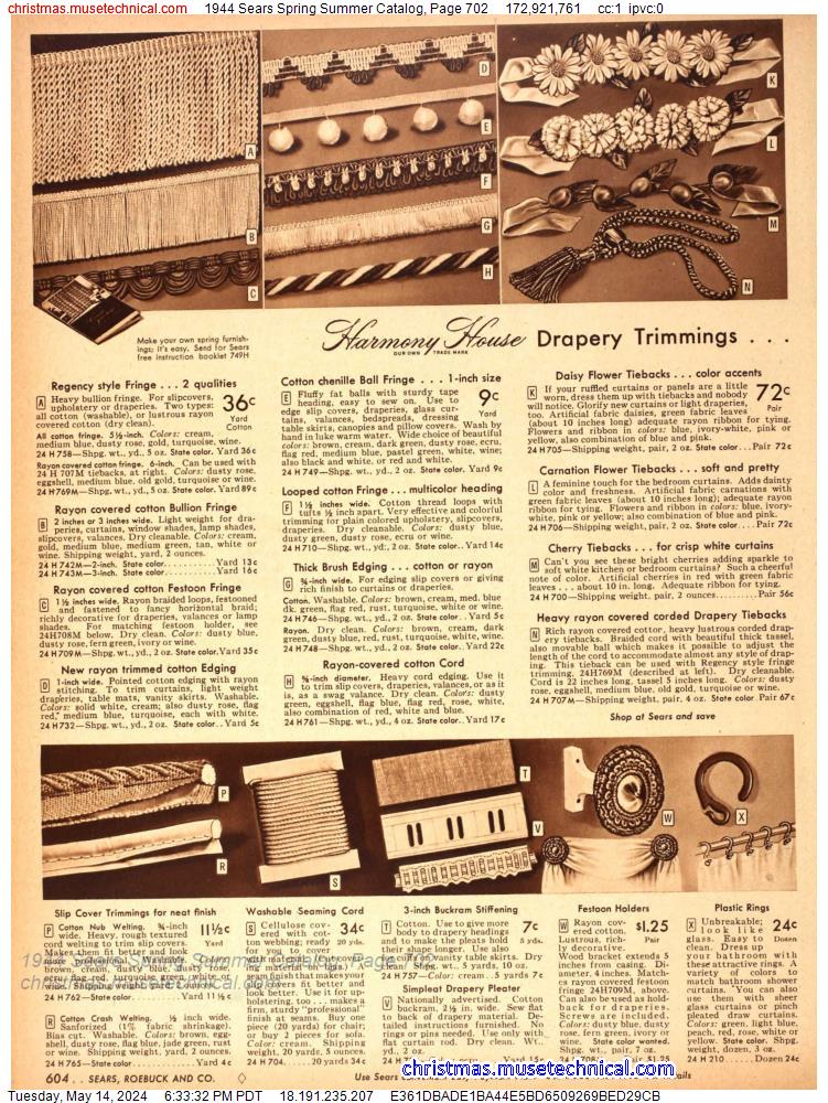 1944 Sears Spring Summer Catalog, Page 702