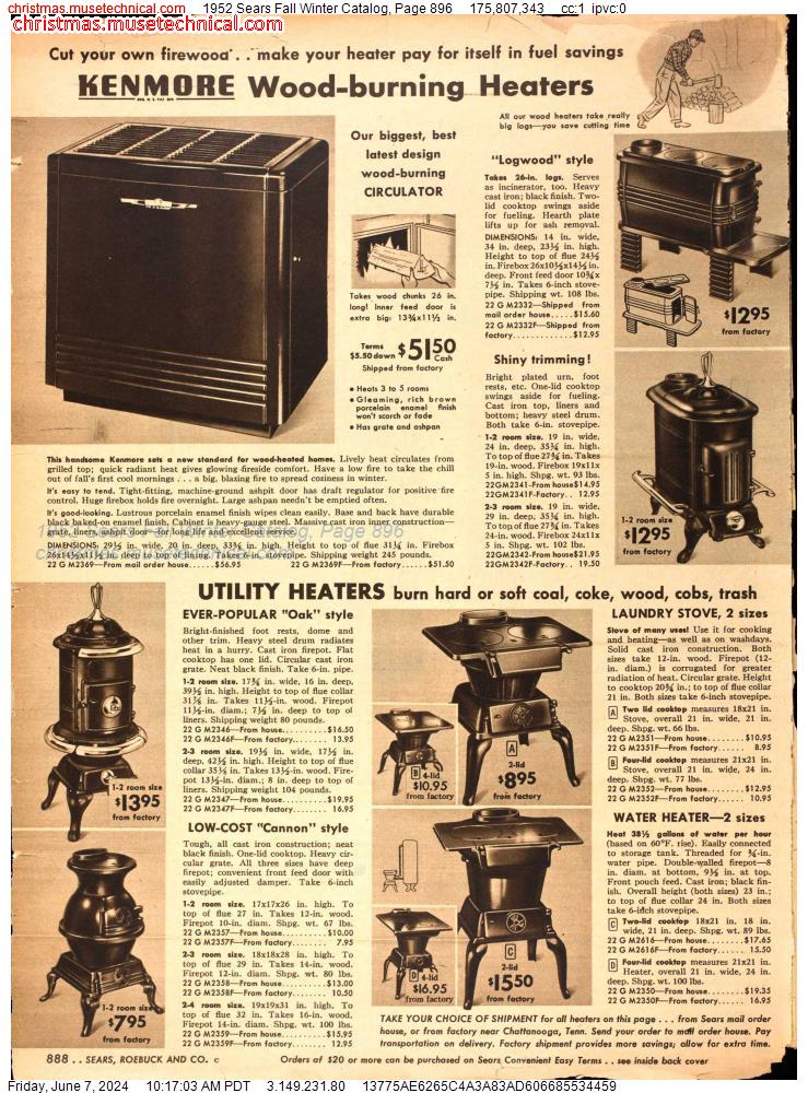 1952 Sears Fall Winter Catalog, Page 896