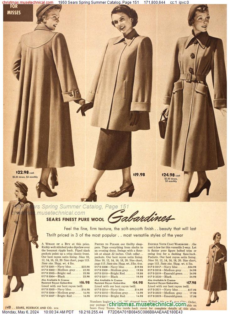 1950 Sears Spring Summer Catalog, Page 151