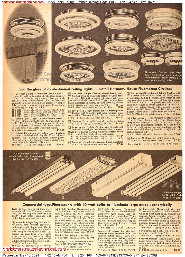 1958 Sears Spring Summer Catalog, Page 1189