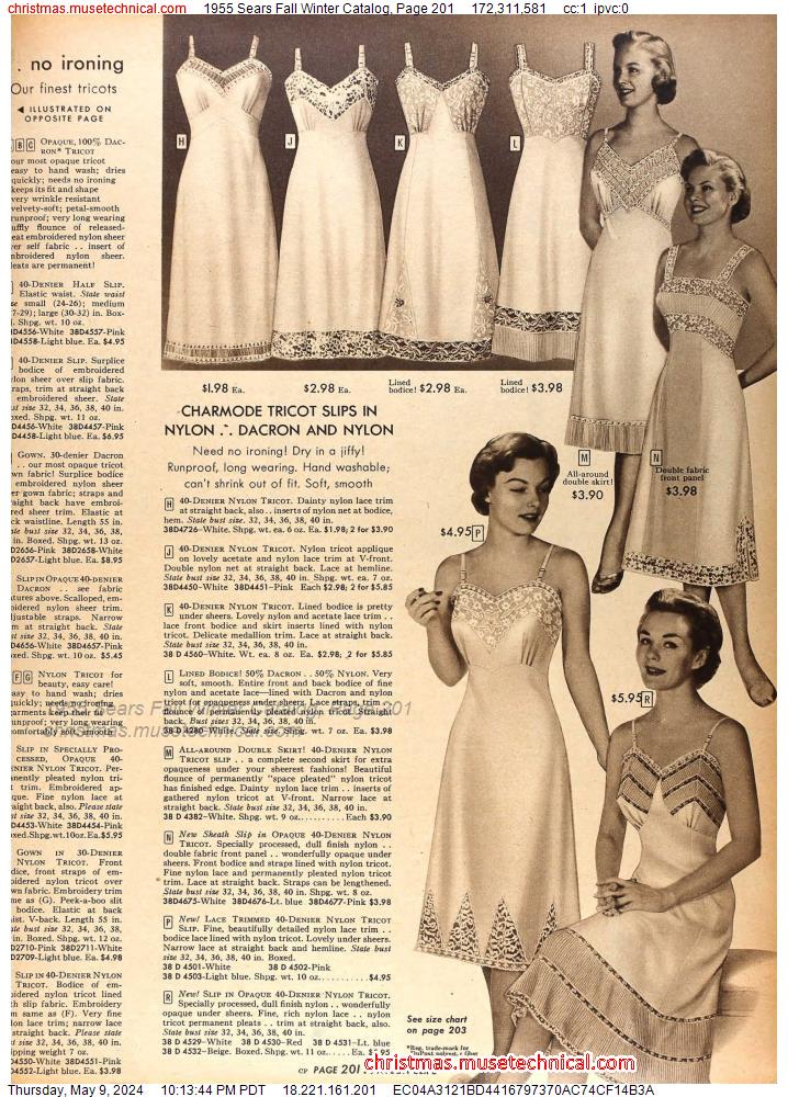 1955 Sears Fall Winter Catalog, Page 201