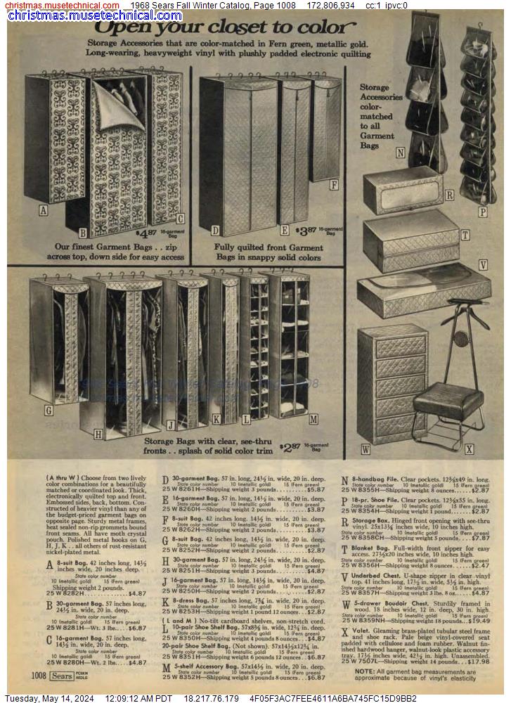 1968 Sears Fall Winter Catalog, Page 1008