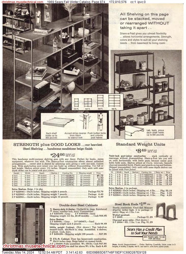 1969 Sears Fall Winter Catalog, Page 874