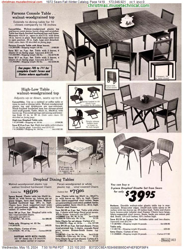 1972 Sears Fall Winter Catalog, Page 1419