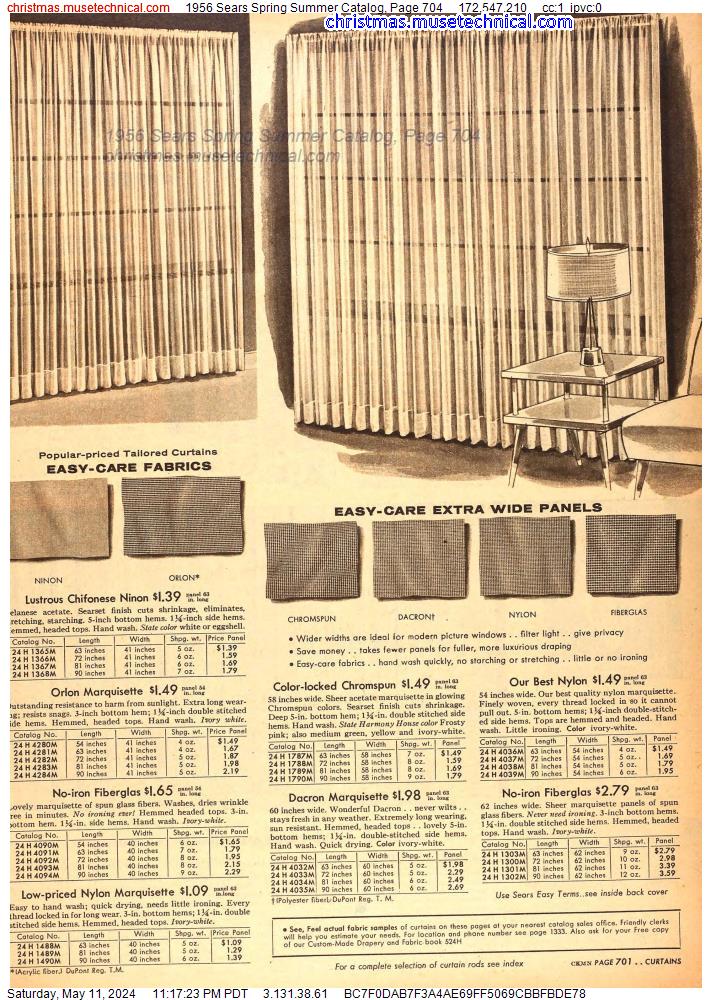 1956 Sears Spring Summer Catalog, Page 704