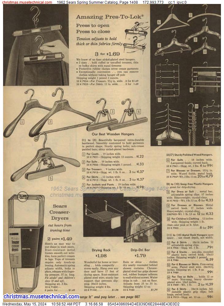 1962 Sears Spring Summer Catalog, Page 1408