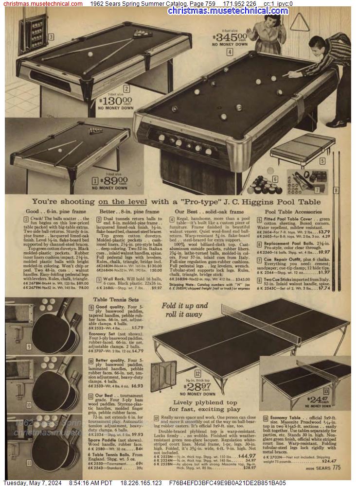1962 Sears Spring Summer Catalog, Page 759