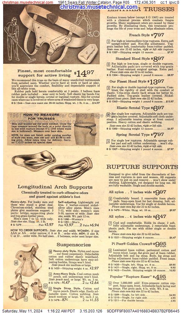 1961 Sears Fall Winter Catalog, Page 805