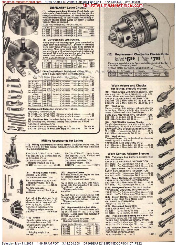 1976 Sears Fall Winter Catalog, Page 861