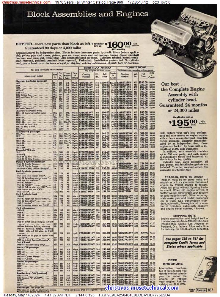 1970 Sears Fall Winter Catalog, Page 869