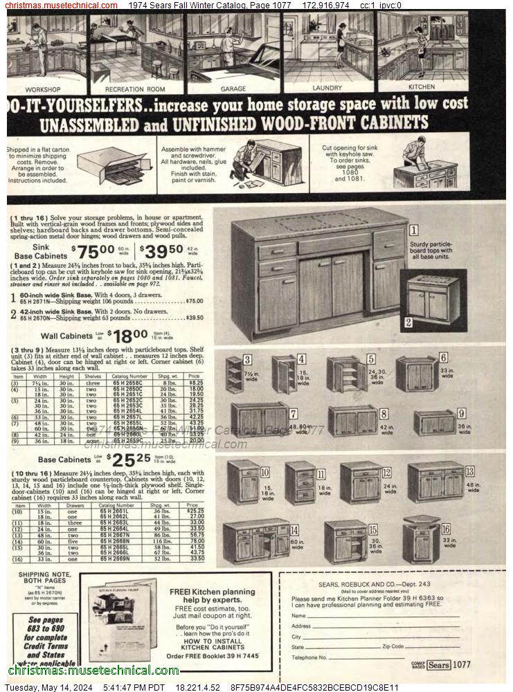 1974 Sears Fall Winter Catalog, Page 1077