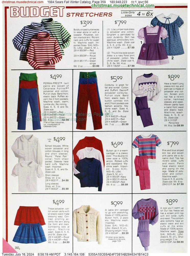 1984 Sears Fall Winter Catalog, Page 359