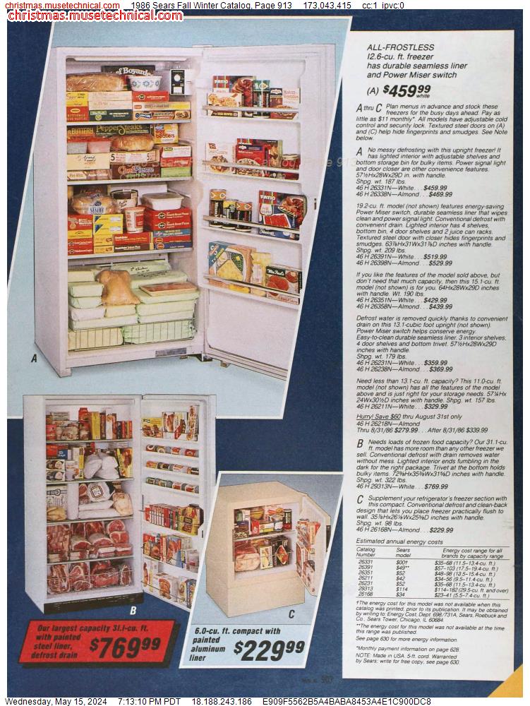 1986 Sears Fall Winter Catalog, Page 913