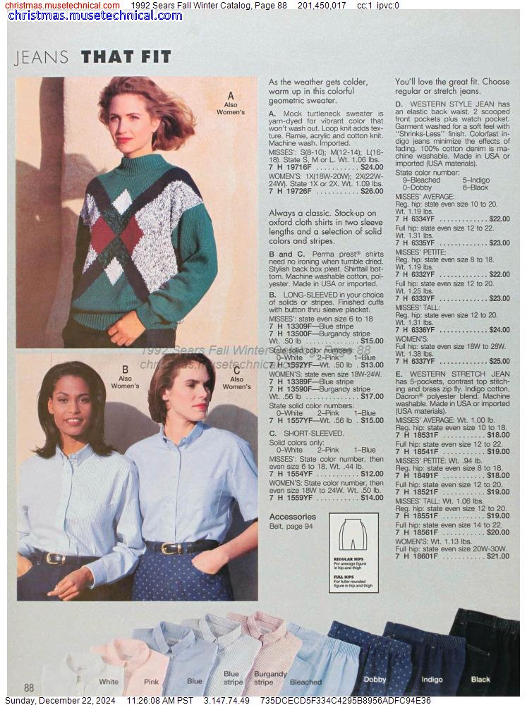 1992 Sears Fall Winter Catalog, Page 88