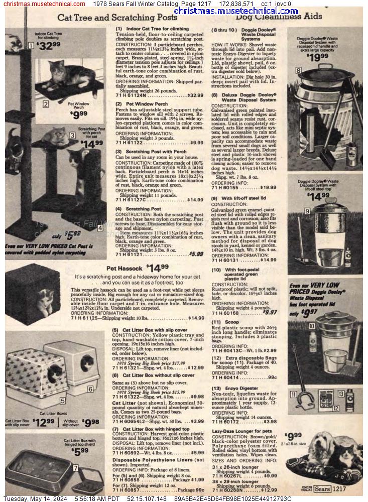 1978 Sears Fall Winter Catalog, Page 1217
