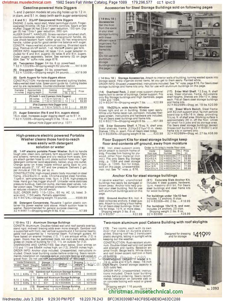 1982 Sears Fall Winter Catalog, Page 1089