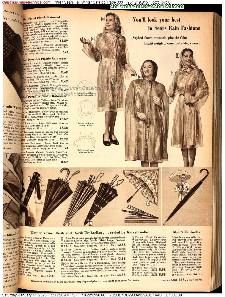 1947 Sears Fall Winter Catalog, Page 333