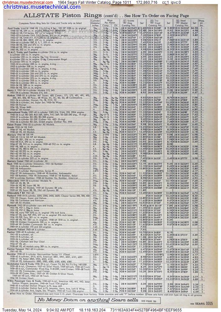 1964 Sears Fall Winter Catalog, Page 1011