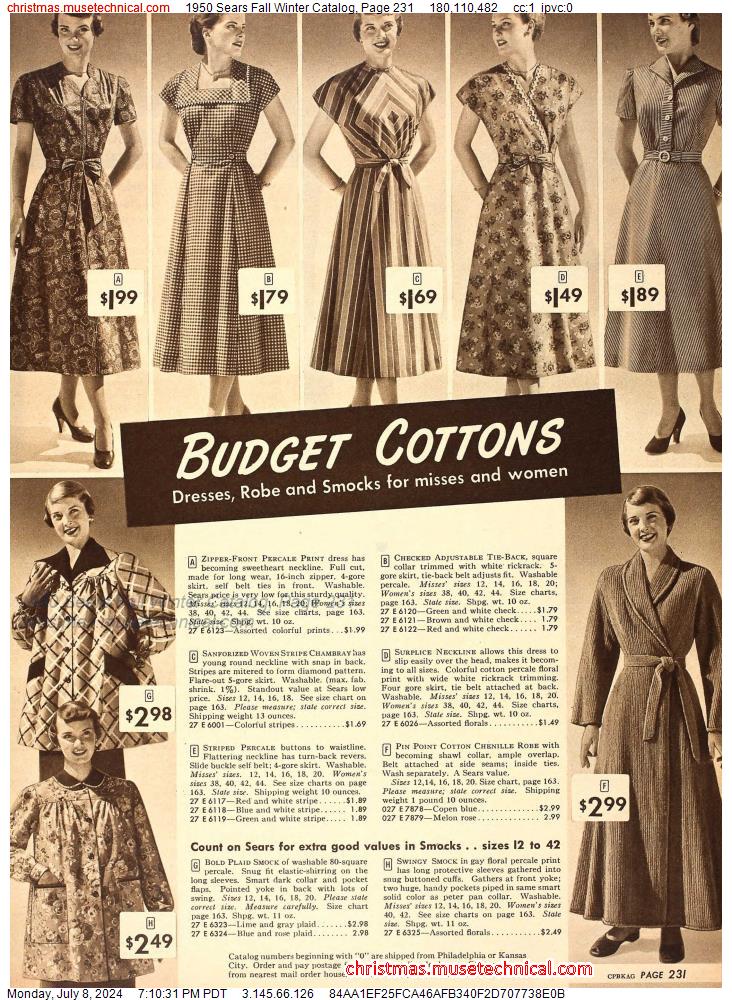 1950 Sears Fall Winter Catalog, Page 231