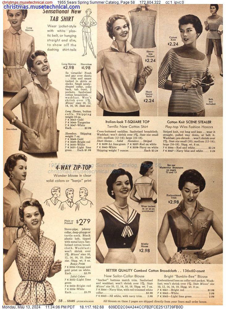 1955 Sears Spring Summer Catalog, Page 58