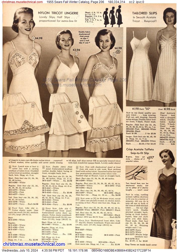 1955 Sears Fall Winter Catalog, Page 206