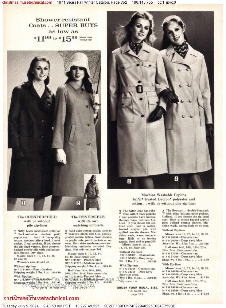 1971 Sears Fall Winter Catalog, Page 352