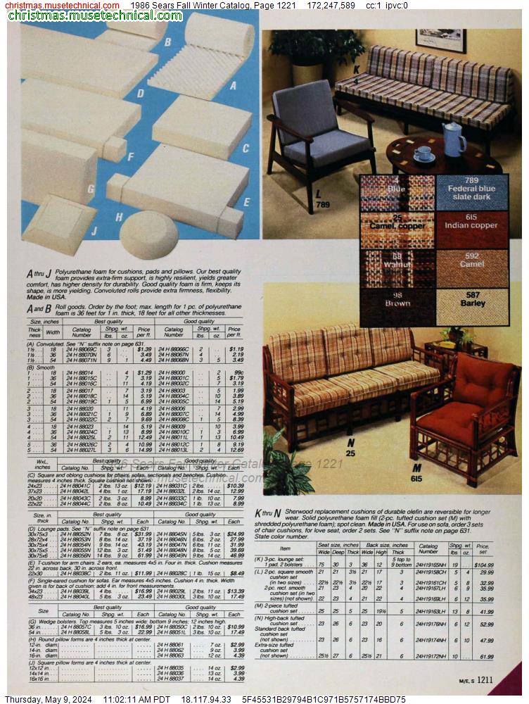 1986 Sears Fall Winter Catalog, Page 1221
