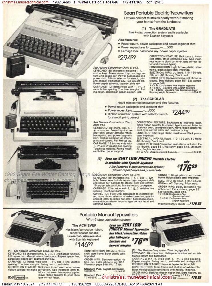 1982 Sears Fall Winter Catalog, Page 846