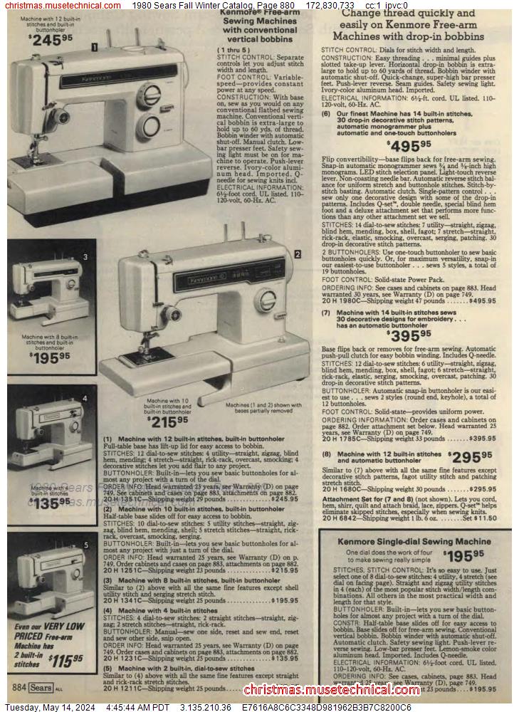 1980 Sears Fall Winter Catalog, Page 880