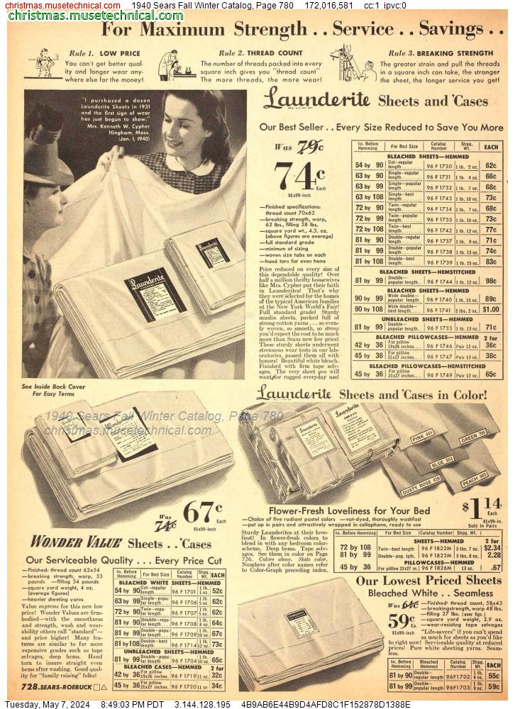 1940 Sears Fall Winter Catalog, Page 780