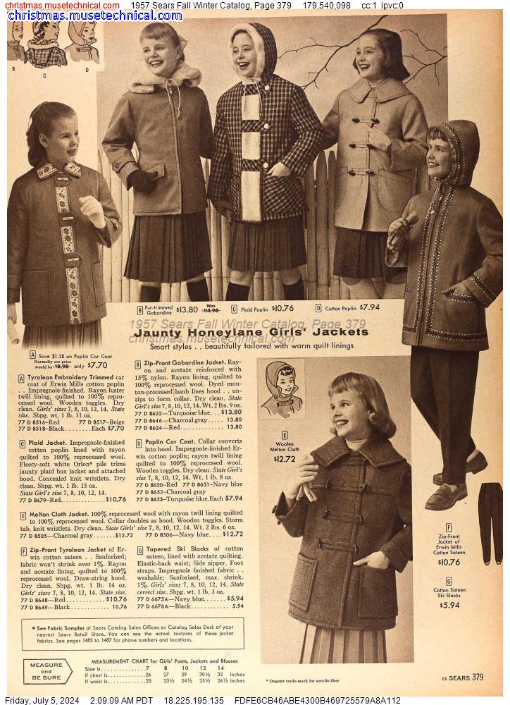 1957 Sears Fall Winter Catalog, Page 379
