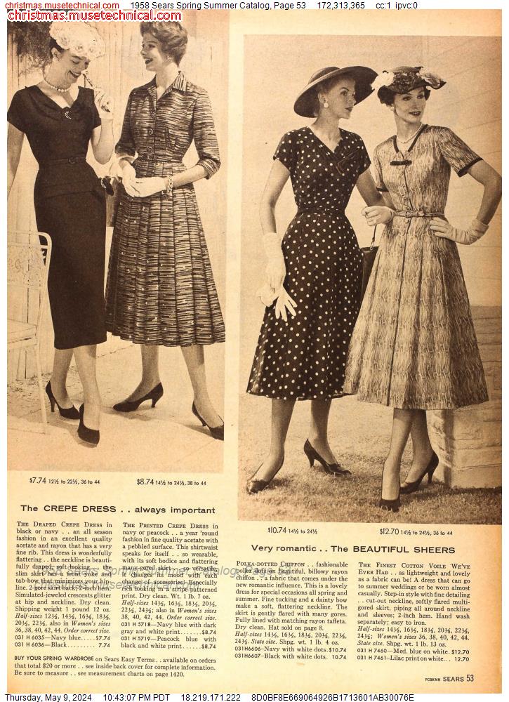 1958 Sears Spring Summer Catalog, Page 53
